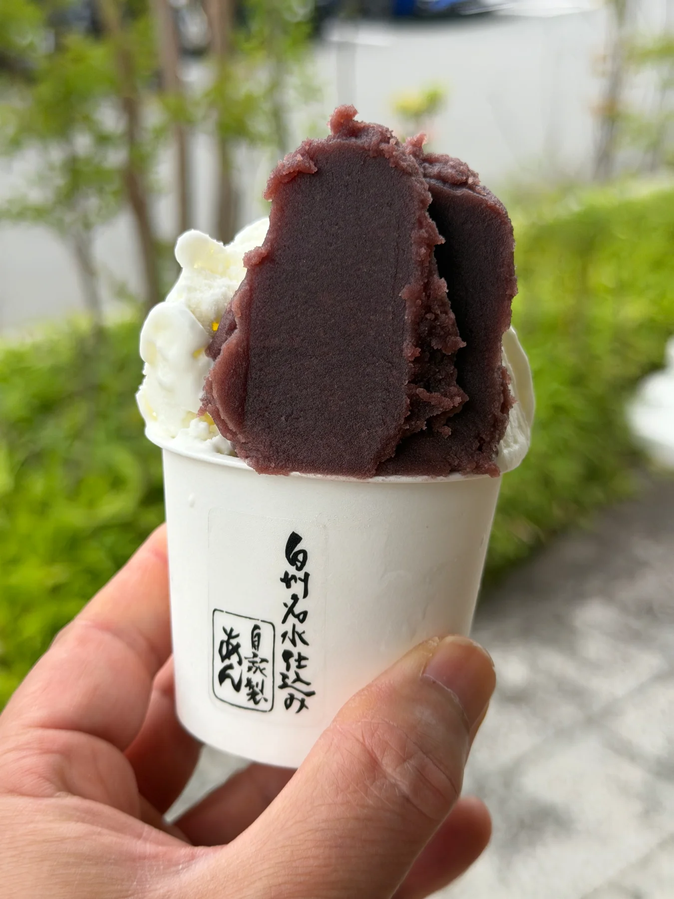 韮崎店で楽しんだ、あんことミルクジェラート